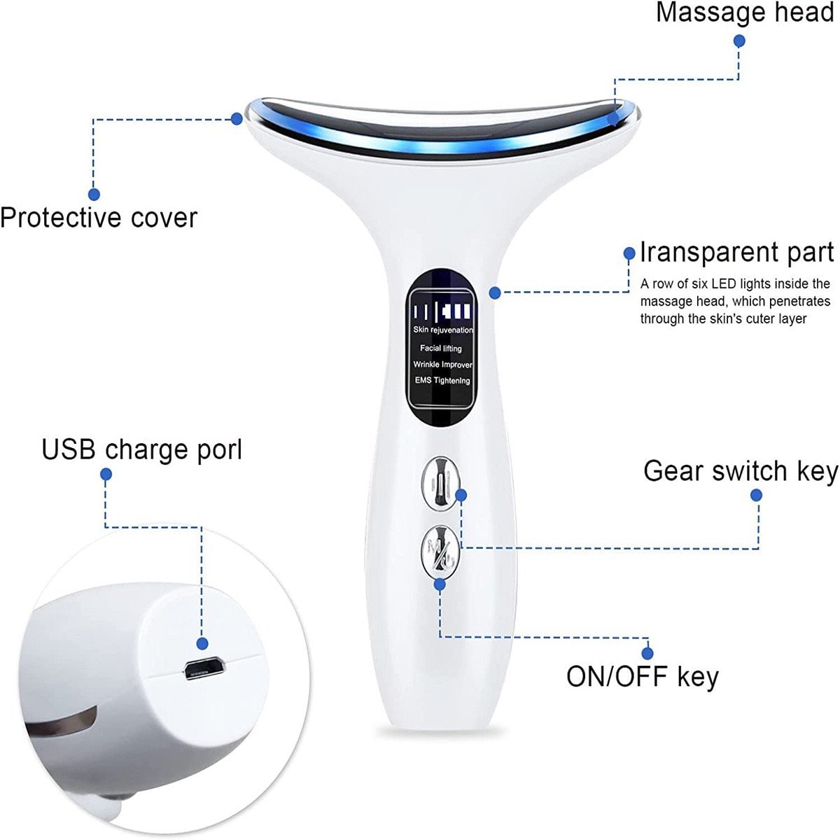 Portable Face Neck lifting Massager LED Light Therapy Firming Wrinkle Removal Device Skin Care Improve Firm Tightening and Smooth