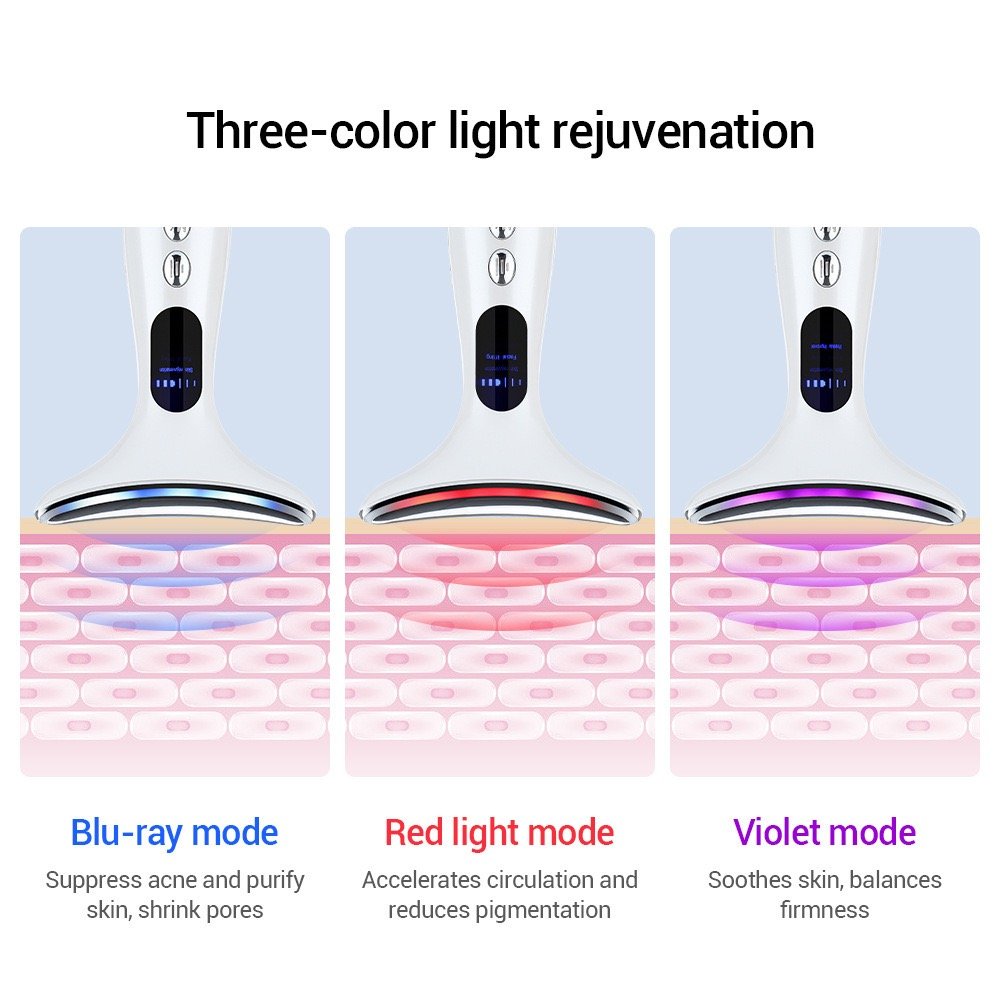 Portable Face Neck lifting Massager LED Light Therapy Firming Wrinkle Removal Device Skin Care Improve Firm Tightening and Smooth