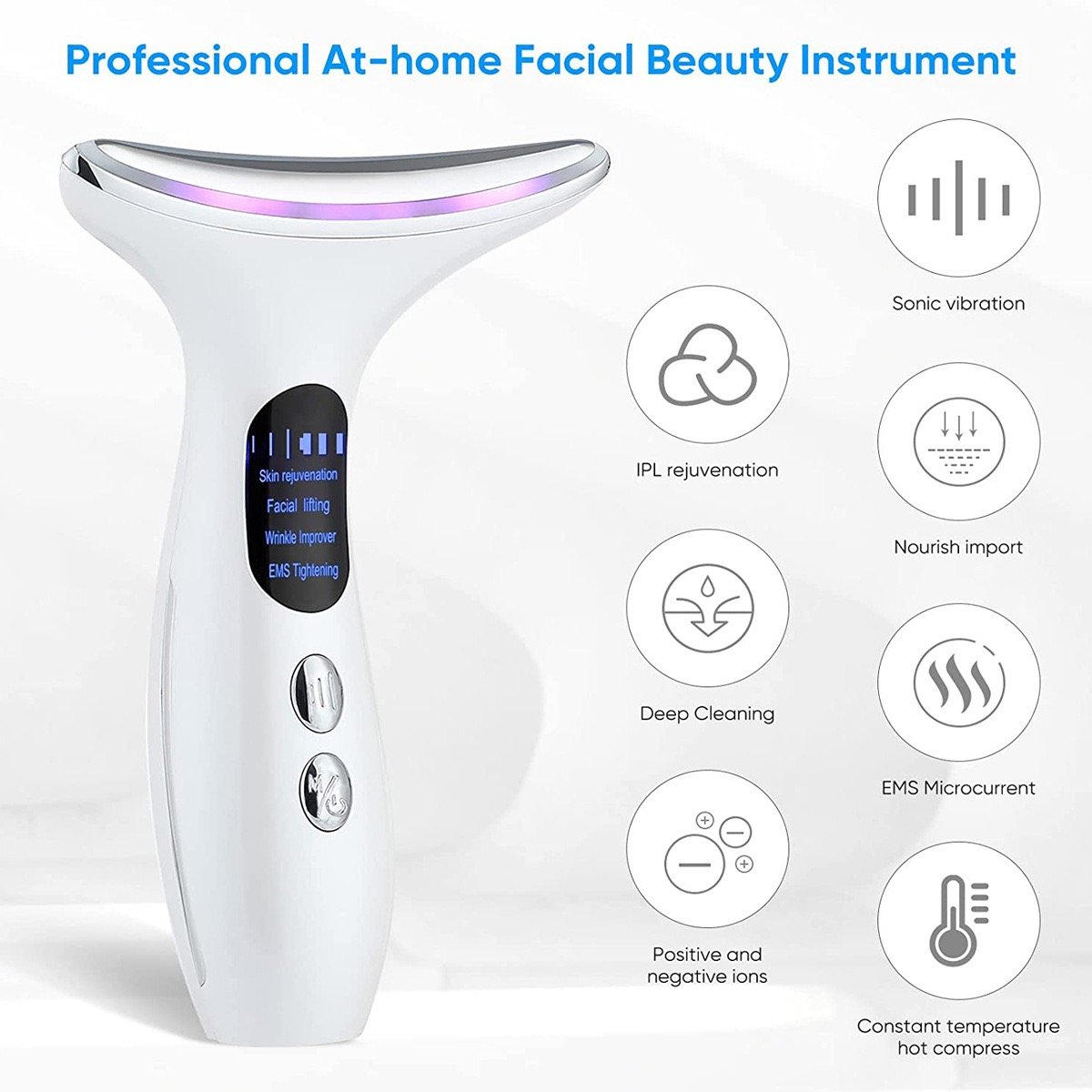 Portable Face Neck lifting Massager LED Light Therapy Firming Wrinkle Removal Device Skin Care Improve Firm Tightening and Smooth