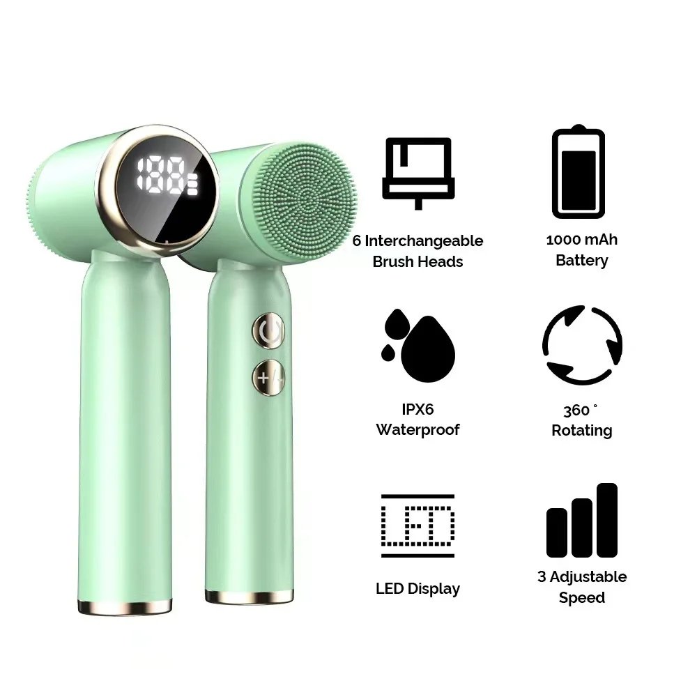 Portable IPX6 Waterproof Facial Cleansing Electric LCD Display Skin Clean Beauty Device