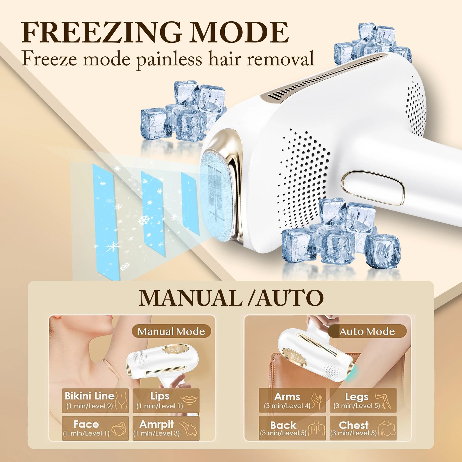 Portable Painless Home Permanent IPL Hair Removal Machine Electric Power Supply Cool IPL Device