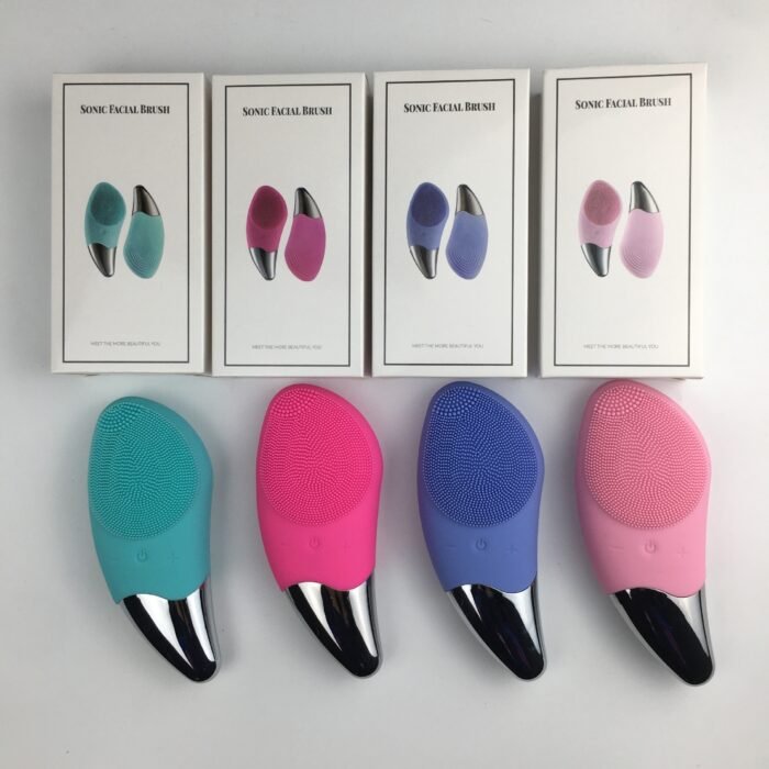 Sonic electric vibrator face scrubber exfoliator skin cleaner massage wash machine silicone facial cleansing brush