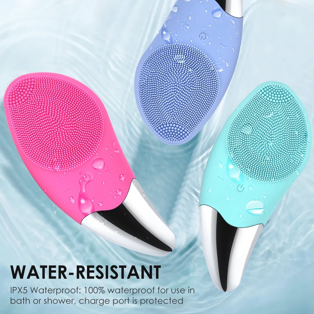 Sonic electric vibrator face scrubber exfoliator skin cleaner massage wash machine silicone facial cleansing brush