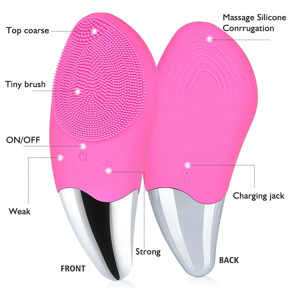Sonic electric vibrator face scrubber exfoliator skin cleaner massage wash machine silicone facial cleansing brush