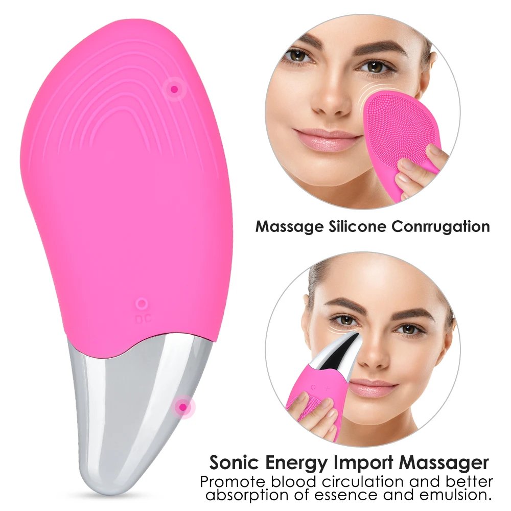 Sonic electric vibrator face scrubber exfoliator skin cleaner massage wash machine silicone facial cleansing brush