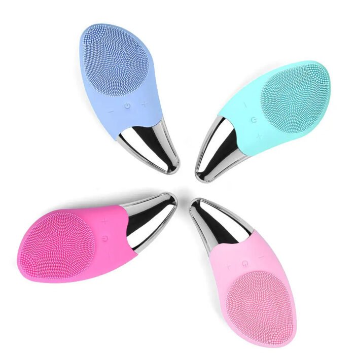 Sonic electric vibrator face scrubber exfoliator skin cleaner massage wash machine silicone facial cleansing brush