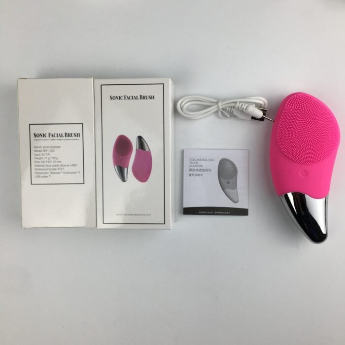 Sonic electric vibrator face scrubber exfoliator skin cleaner massage wash machine silicone facial cleansing brush