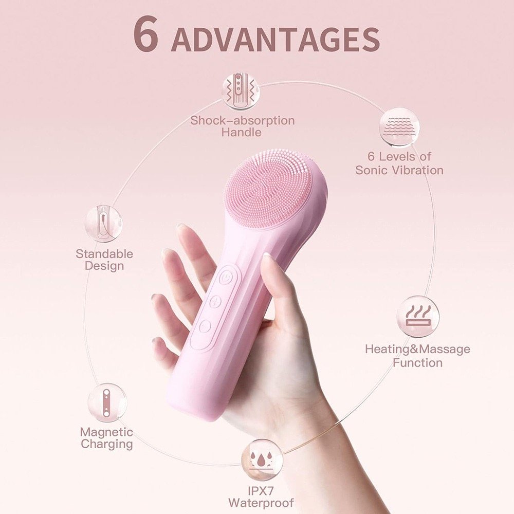 Waterproof Silicone Brushes Deep Cleaning Facial Cleansing Brush with Heat Hot Compress