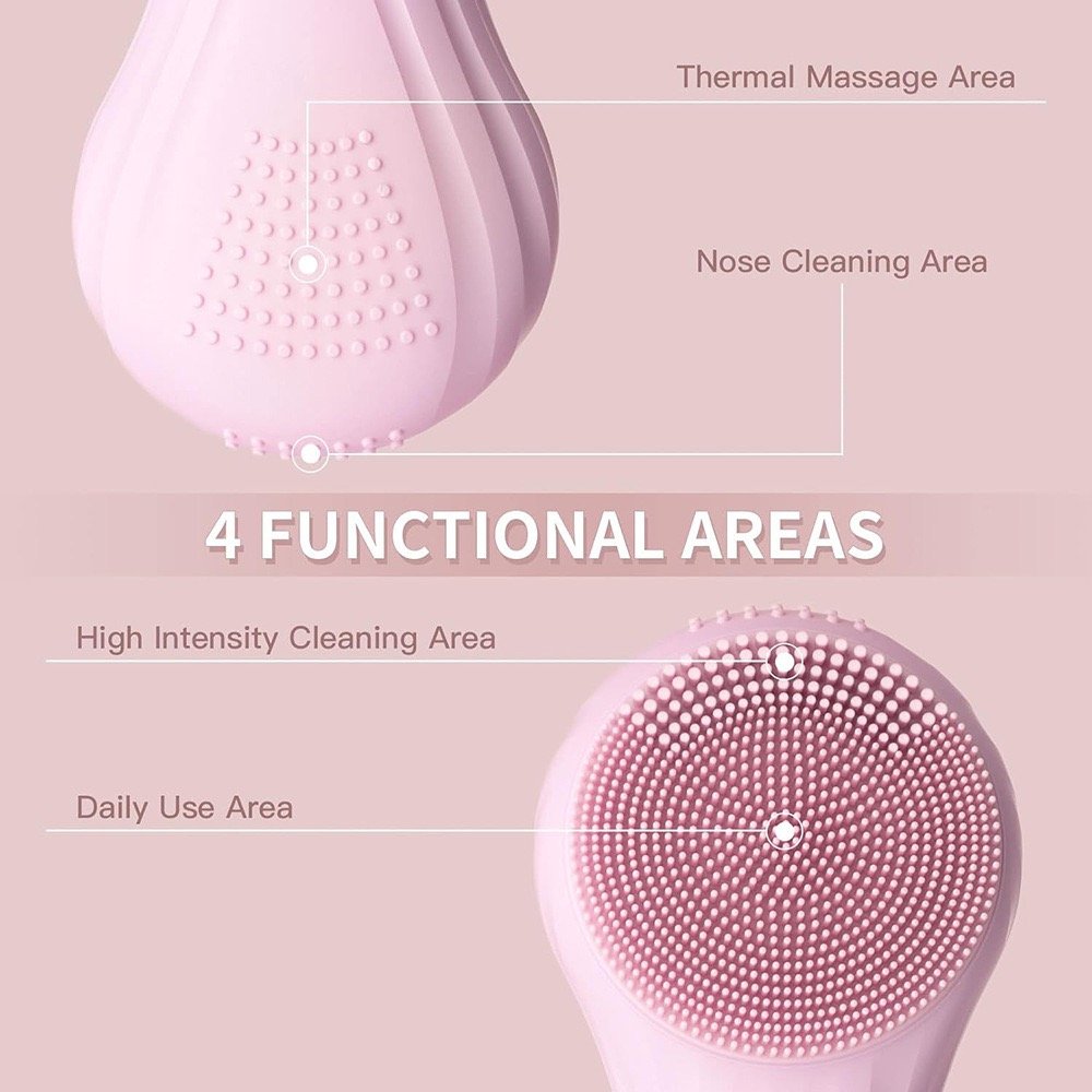 Waterproof Silicone Brushes Deep Cleaning Facial Cleansing Brush with Heat Hot Compress