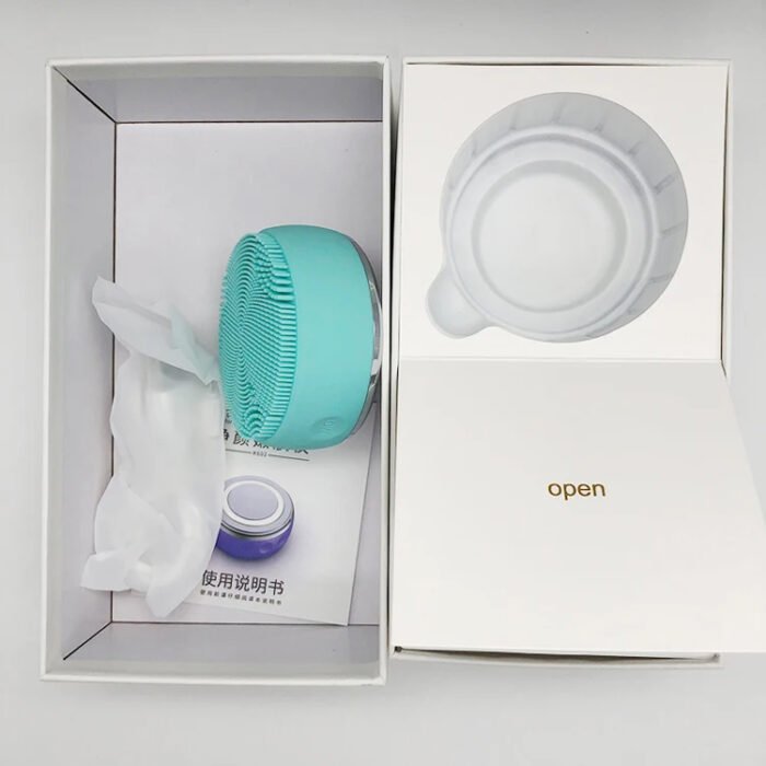 3 Color Led Light Heating EMS Face Cleanser Massage Facial Cleaning Brush Skin Scrubber Washing Brush