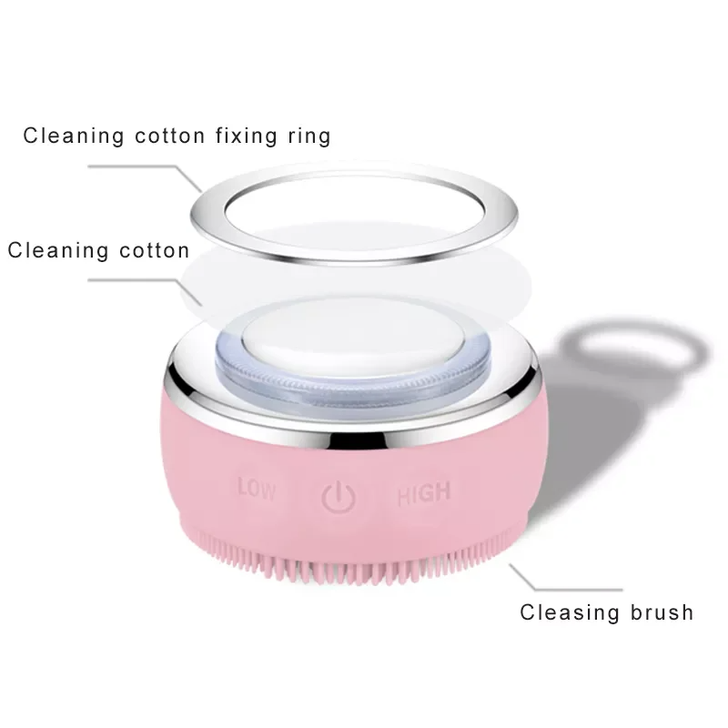 3 Color Led Light Heating EMS Face Cleanser Massage Facial Cleaning Brush Skin Scrubber Washing Brush