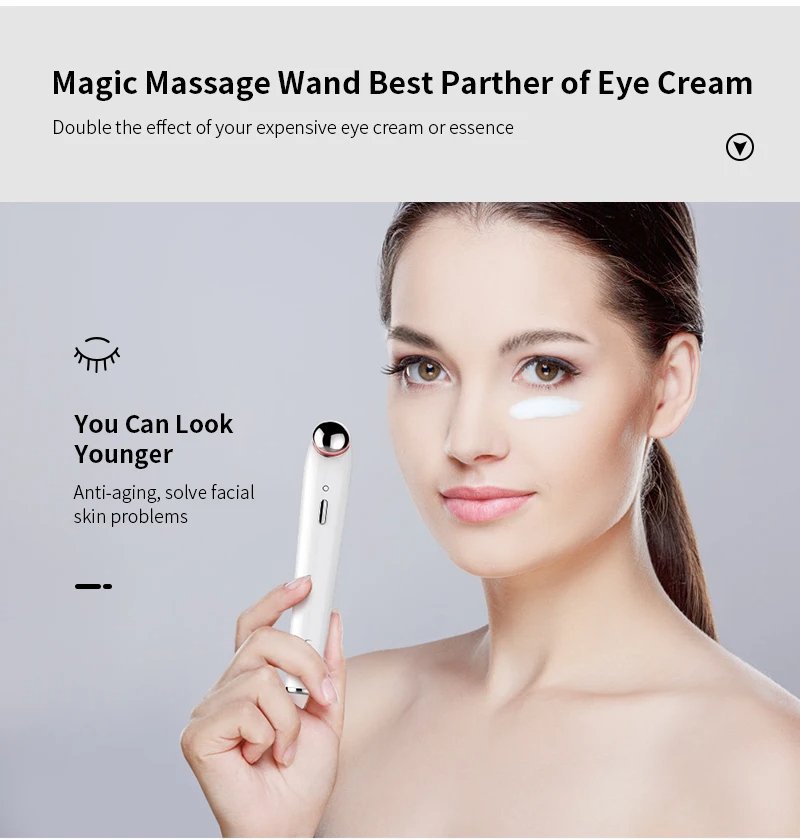 3 Color Light Skin Lifting Eye Massager Wand Anti Aging Wrinkle Lifter Vibration