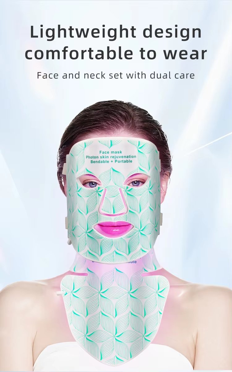 8 Colors 830nm 630nm Red LED Lamp Silicone Face and Neck Lift LED Face Mask