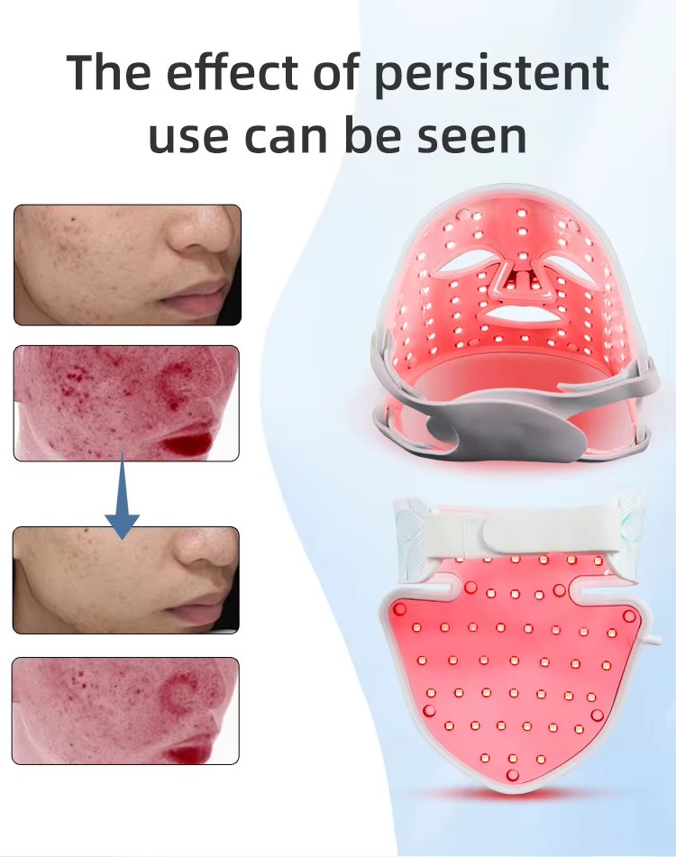 8 Colors 830nm 630nm Red LED Lamp Silicone Face and Neck Lift LED Face Mask