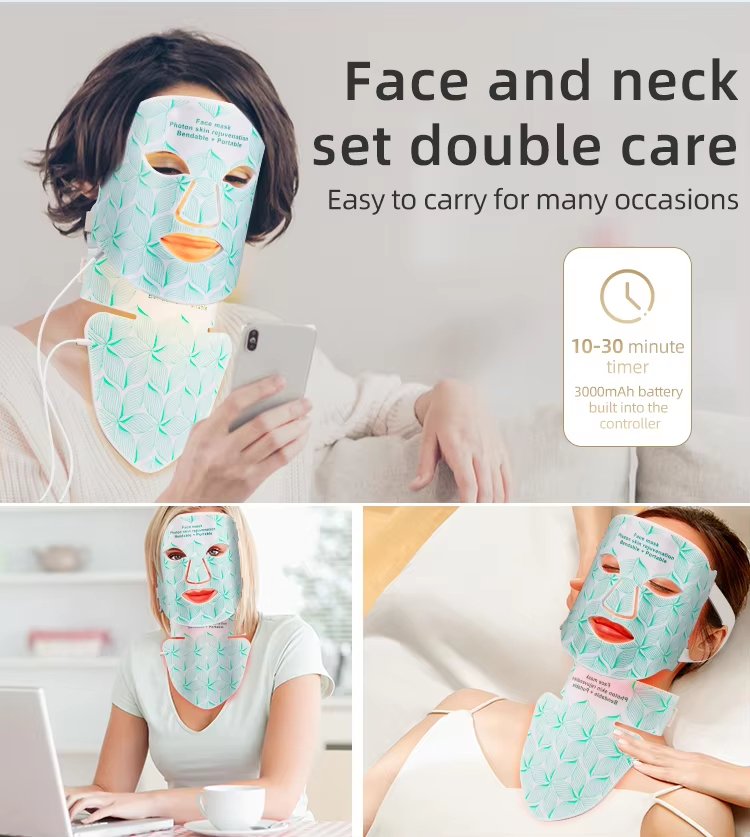 8 Colors 830nm 630nm Red LED Lamp Silicone Face and Neck Lift LED Face Mask