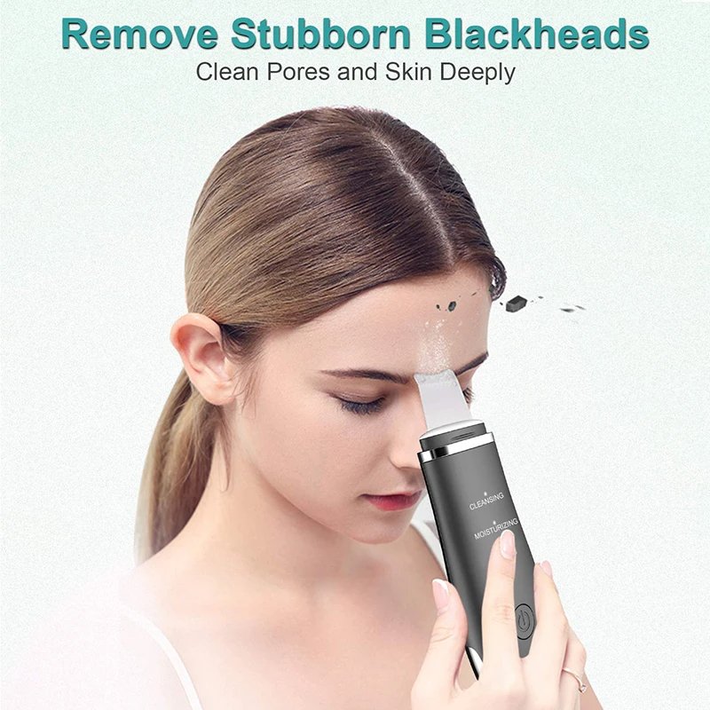 Electric Face Exfoliator Device Facial Ultrasonic Skin Scrubber Blackhead Remover