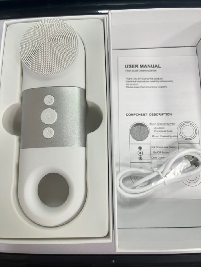 Electric Facial Cleansing Brush Skin Care Heat Cold Massage Silicone Waterproof Face Scrubber Exfoliator with LED Red Blue Light