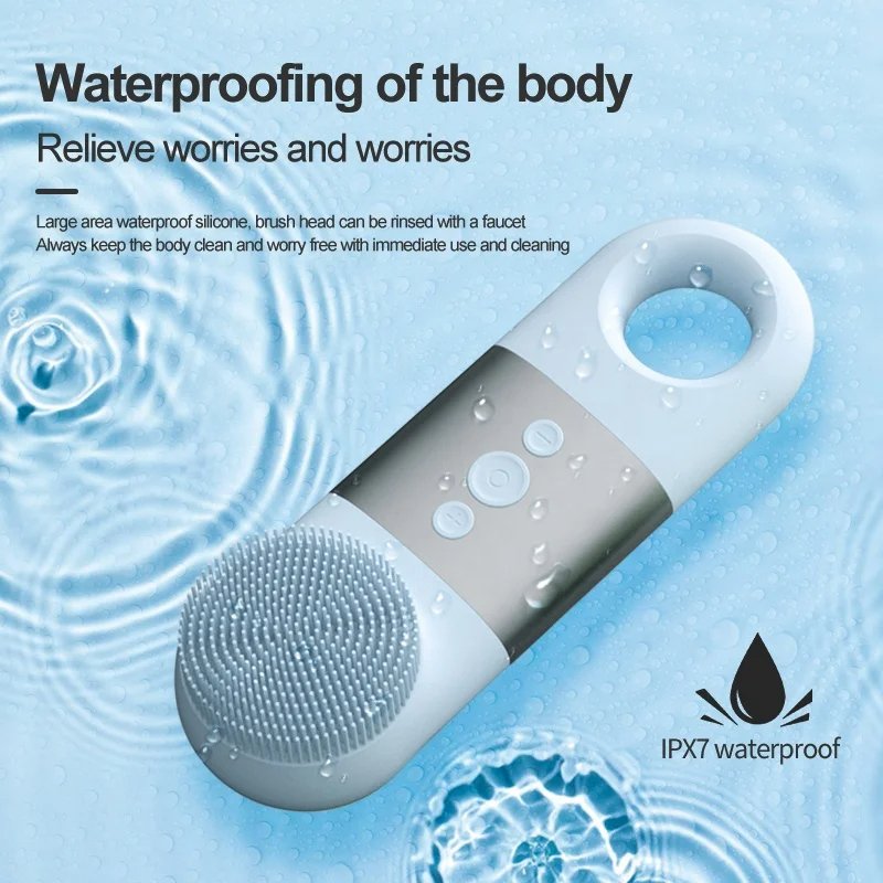 Electric Facial Cleansing Brush Skin Care Heat Cold Massage Silicone Waterproof Face Scrubber Exfoliator with LED Red Blue Light