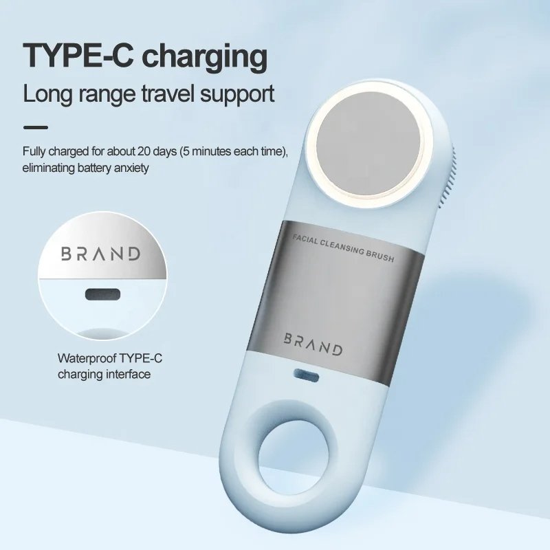 Electric Facial Cleansing Brush Skin Care Heat Cold Massage Silicone Waterproof Face Scrubber Exfoliator with LED Red Blue Light