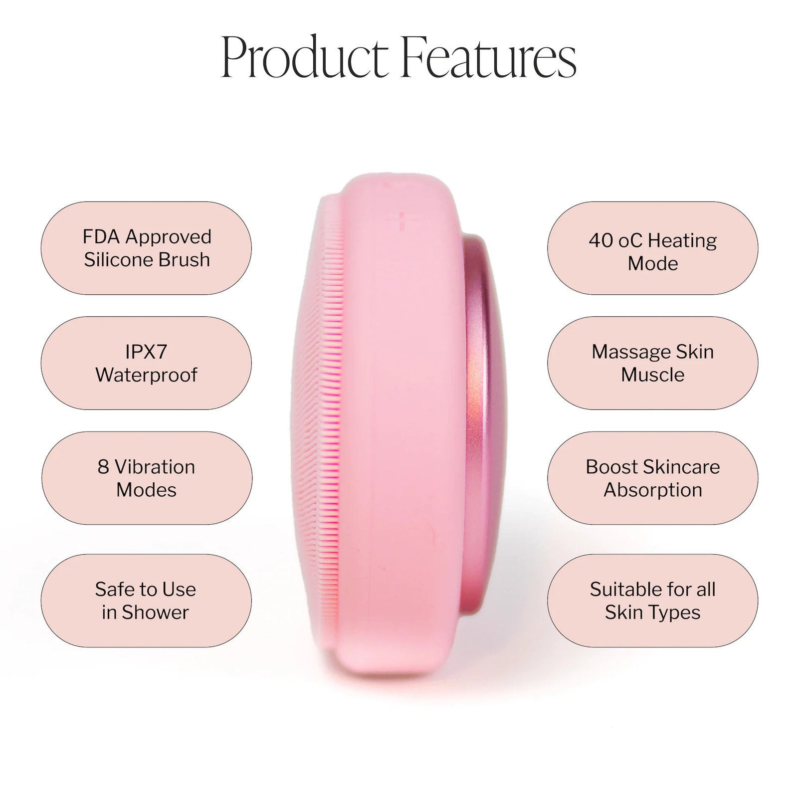 Electric Perfect Daily Skincare Routine Vibration Silicon Brush Facial Cleansing Brush with Warm Mode