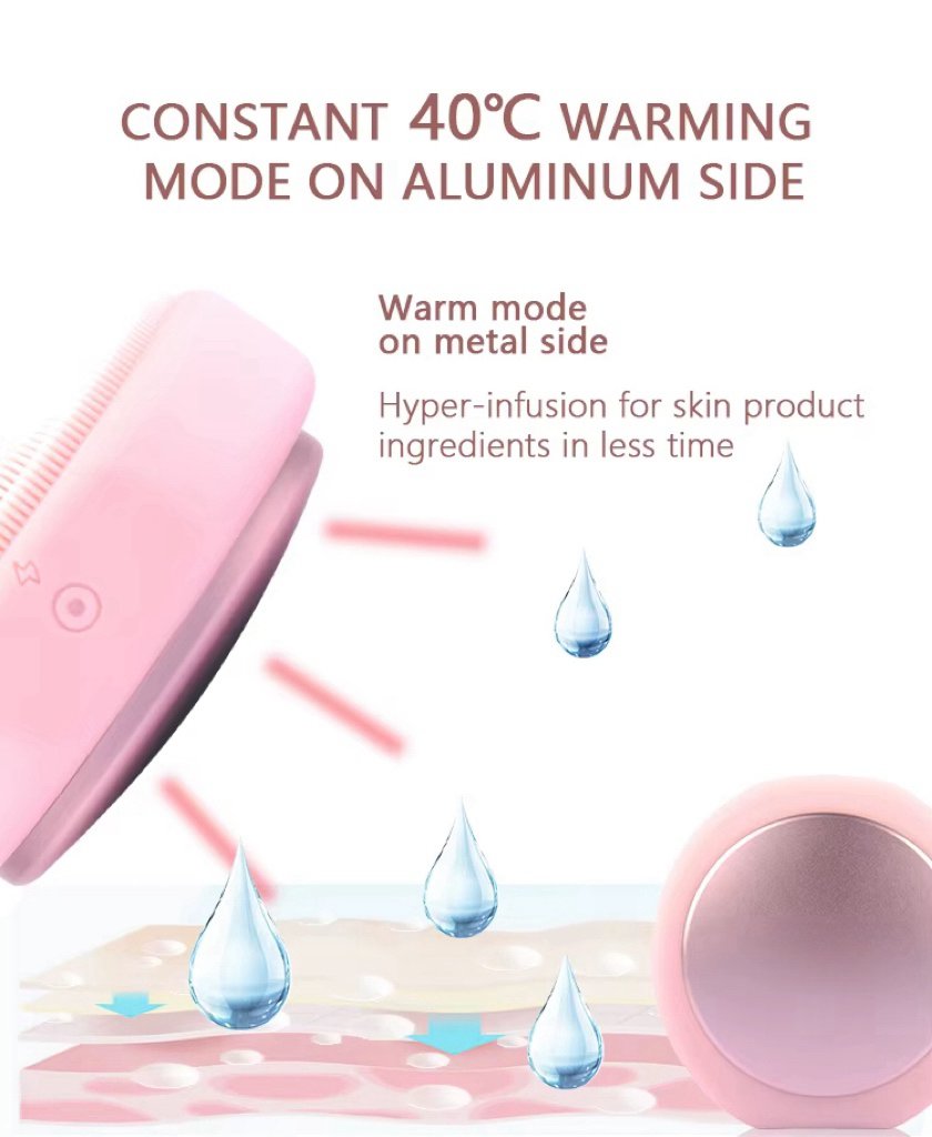 Electric Perfect Daily Skincare Routine Vibration Silicon Brush Facial Cleansing Brush with Warm Mode