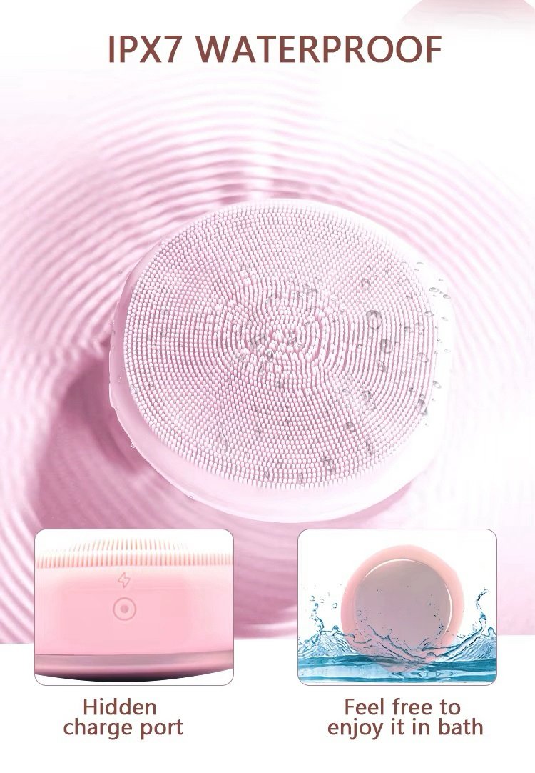 Electric Perfect Daily Skincare Routine Vibration Silicon Brush Facial Cleansing Brush with Warm Mode