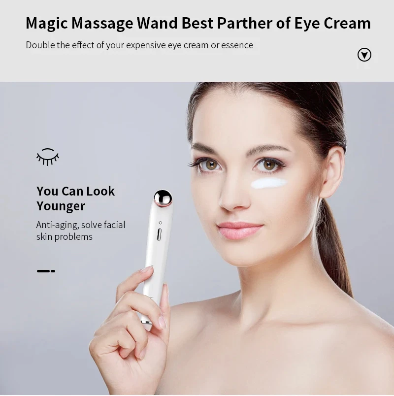Red Light Heat Eye Massager Wand Skincare Tools Supplier