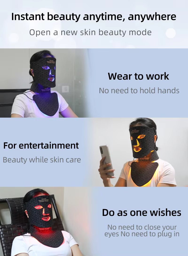 Face And Neck Mask 4 Color Red Blue Light Therapy Mask Skin Care Treatment Beauty PDT Machine Wireless Led Beauty Face Mask Infrared Device