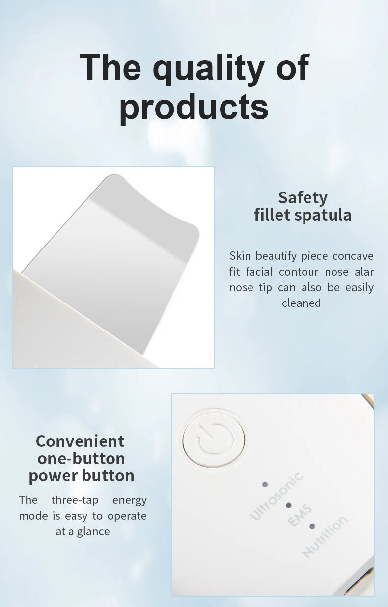 Face Deep Cleansing Skin Scrubber Ultrasonic EMS High Frequency Face Cleaning Machine