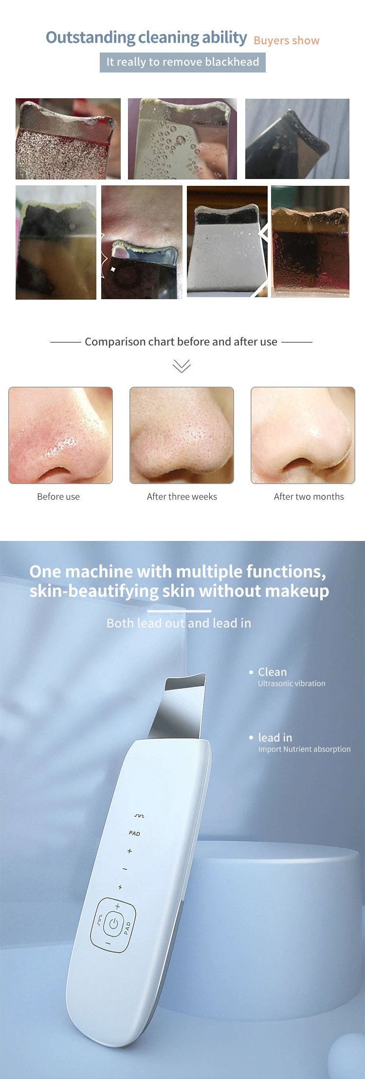Facial Cleaner Skin Tightening Blackhead Remover Deep Cleansing Skin Scrubber Facial Machine
