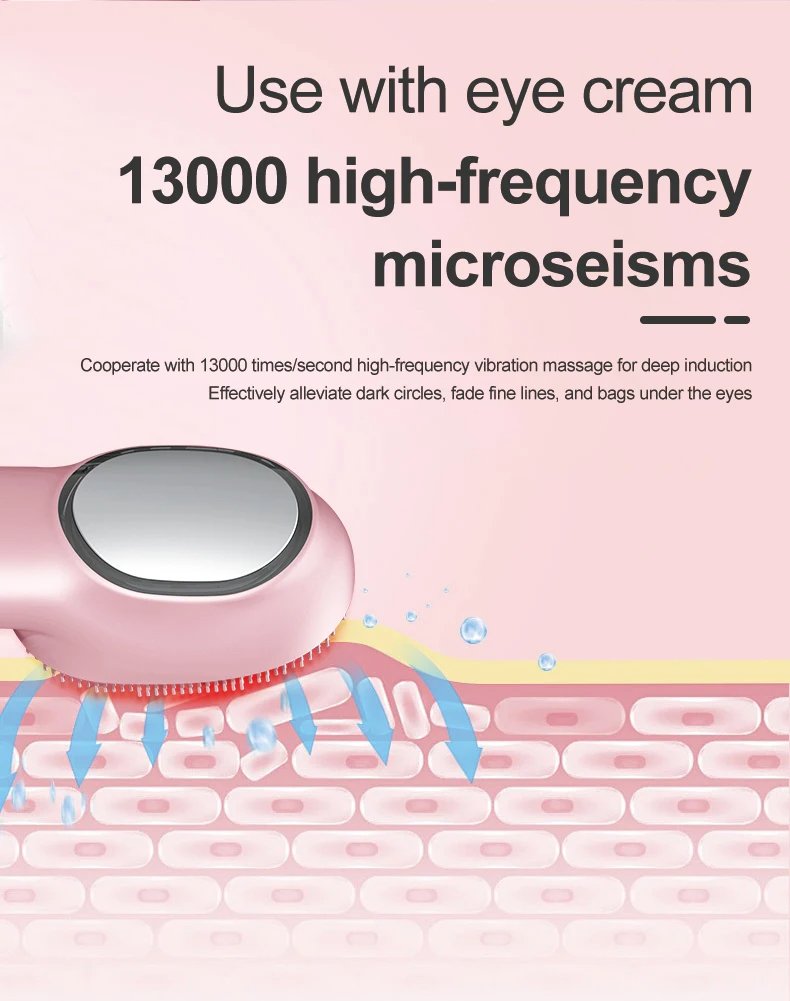 IPX7 Waterproof 3 in 1 High Frequency Vibration Electric Warm Cold Red Blue LED Light Facial Cleansing Brush Soft Silicone Face Scrubber