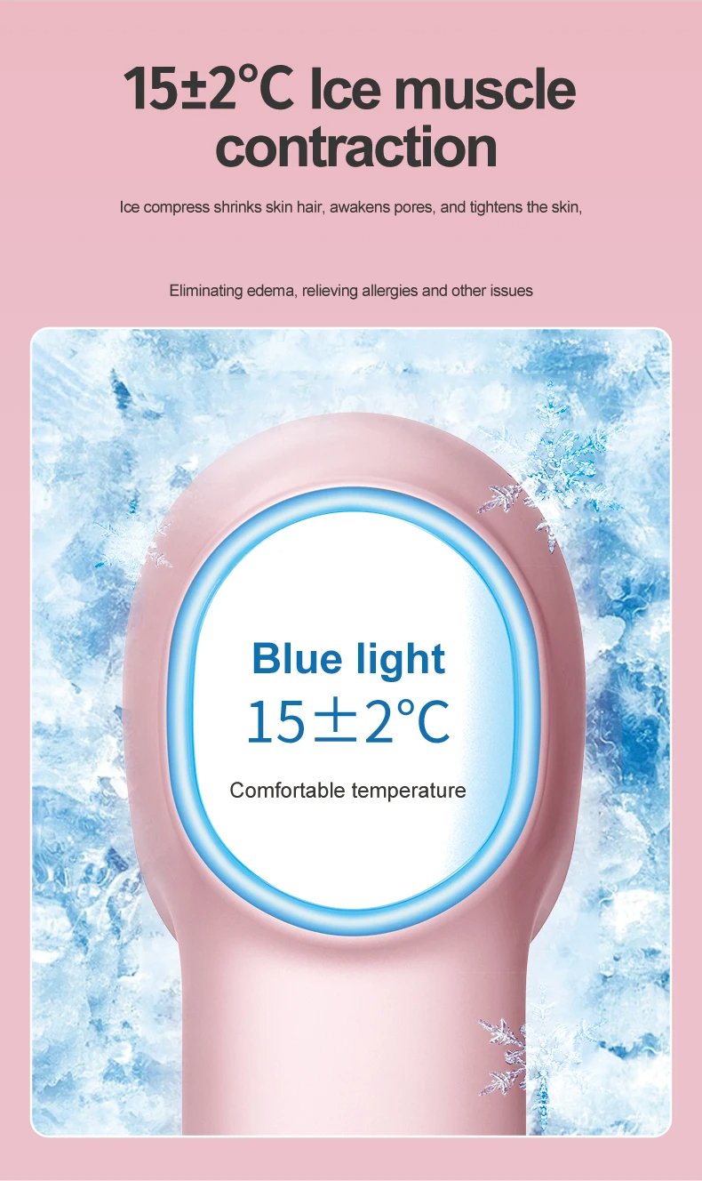 IPX7 Waterproof 3 in 1 High Frequency Vibration Electric Warm Cold Red Blue LED Light Facial Cleansing Brush Soft Silicone Face Scrubber