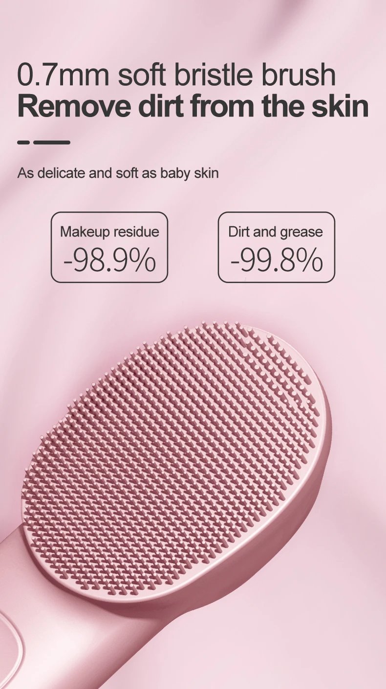 IPX7 Waterproof 3 in 1 High Frequency Vibration Electric Warm Cold Red Blue LED Light Facial Cleansing Brush Soft Silicone Face Scrubber