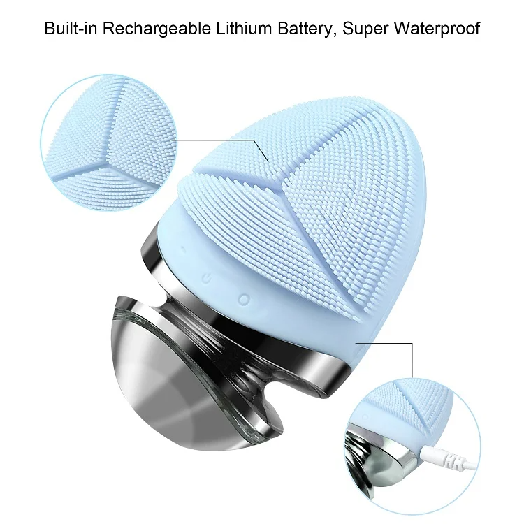 IPX7 Waterproof Anti-Aging Facial Cleansing Brush Silicone Brush Face Massager