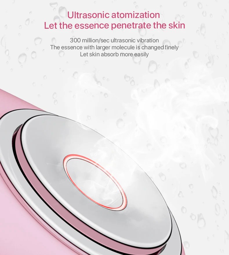 IPX7 Waterproof Ultrasonic Constant Temperature 42℃- 45℃ Facial Cleanser Mini Hand-Held Household EMS Silicone Face Brush