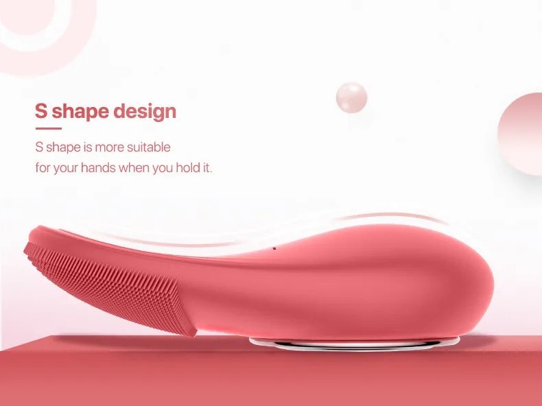 IPX7 Waterproof Ultrasonic Constant Temperature 42℃- 45℃ Facial Cleanser Mini Hand-Held Household EMS Silicone Face Brush