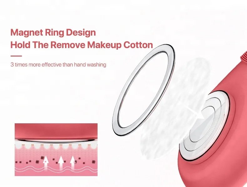IPX7 Waterproof Ultrasonic Constant Temperature 42℃- 45℃ Facial Cleanser Mini Hand-Held Household EMS Silicone Face Brush