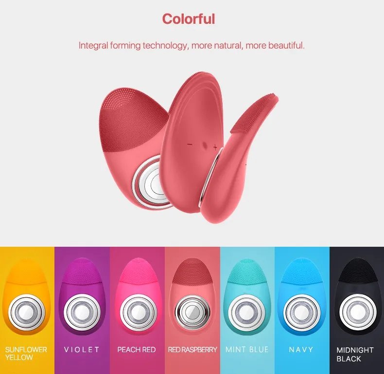 IPX7 Waterproof Ultrasonic Constant Temperature 42℃- 45℃ Facial Cleanser Mini Hand-Held Household EMS Silicone Face Brush