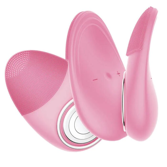 IPX7 Waterproof Ultrasonic Constant Temperature 42℃- 45℃ Facial Cleanser Mini Hand-Held Household EMS Silicone Face Brush