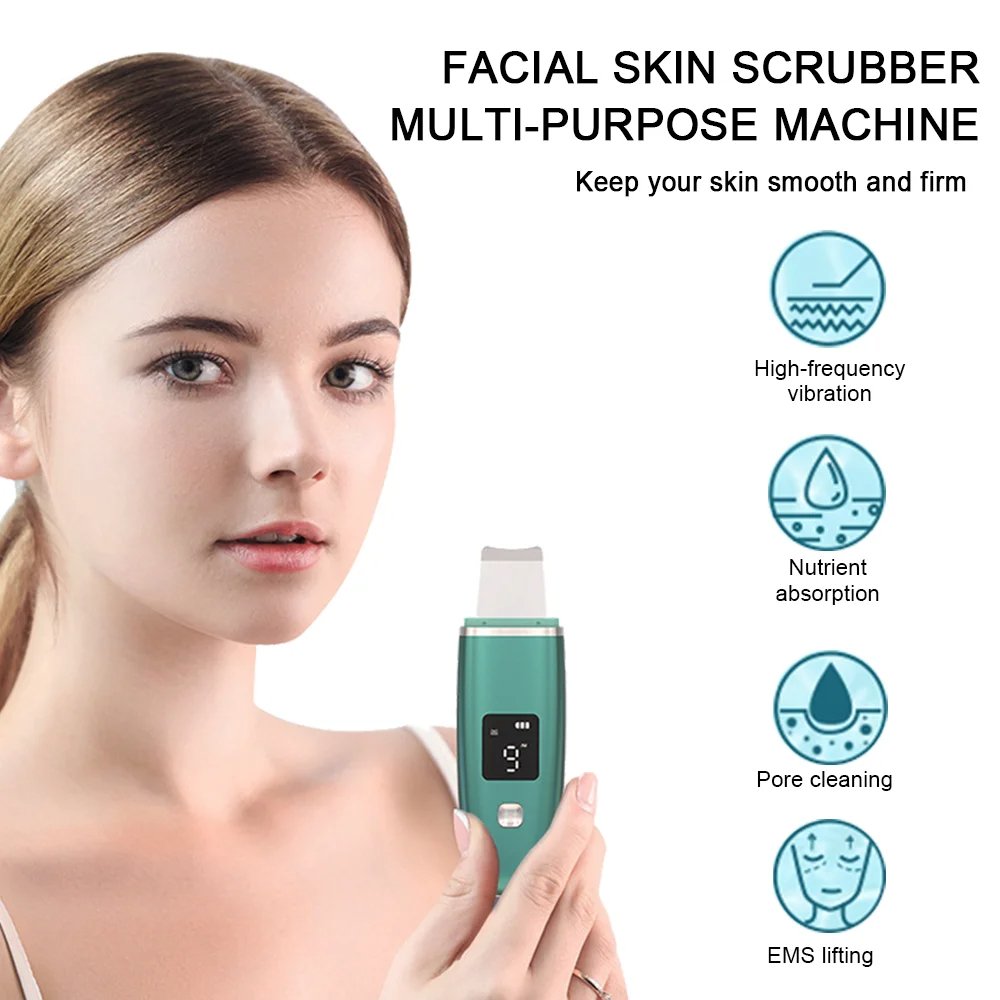 LED Display High Frequency EMS Microcurrent Sonic Vibration Deep Cleaning Silicone Skin Scrubber