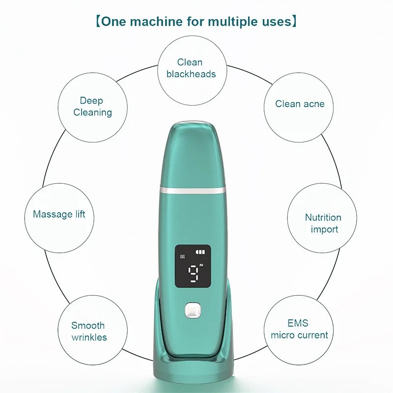 LED Display High Frequency EMS Microcurrent Sonic Vibration Deep Cleaning Silicone Skin Scrubber