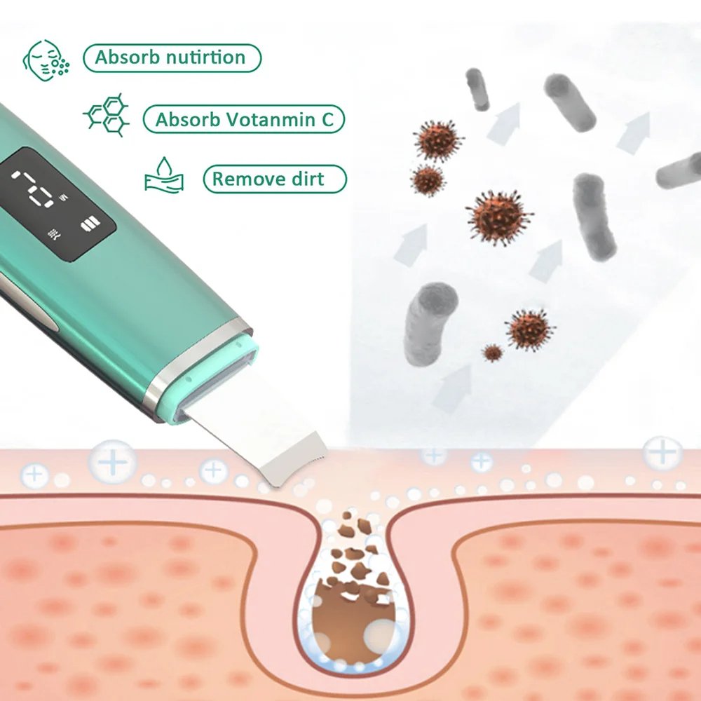 LED Display High Frequency EMS Microcurrent Sonic Vibration Deep Cleaning Silicone Skin Scrubber