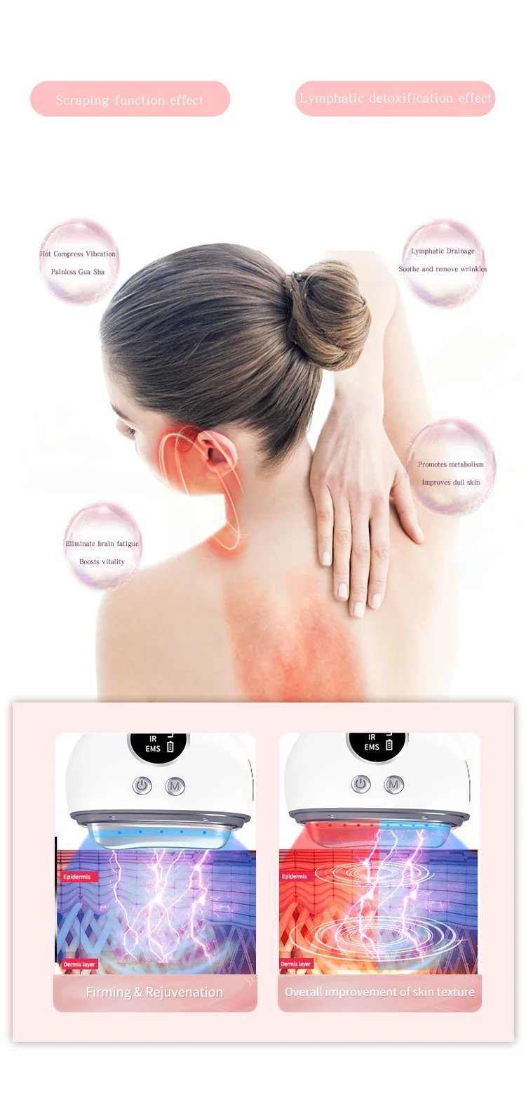 Led Electric Gua Sha Facial Tool 9 Gear Vibration Heating Beauty Scraping Instrument