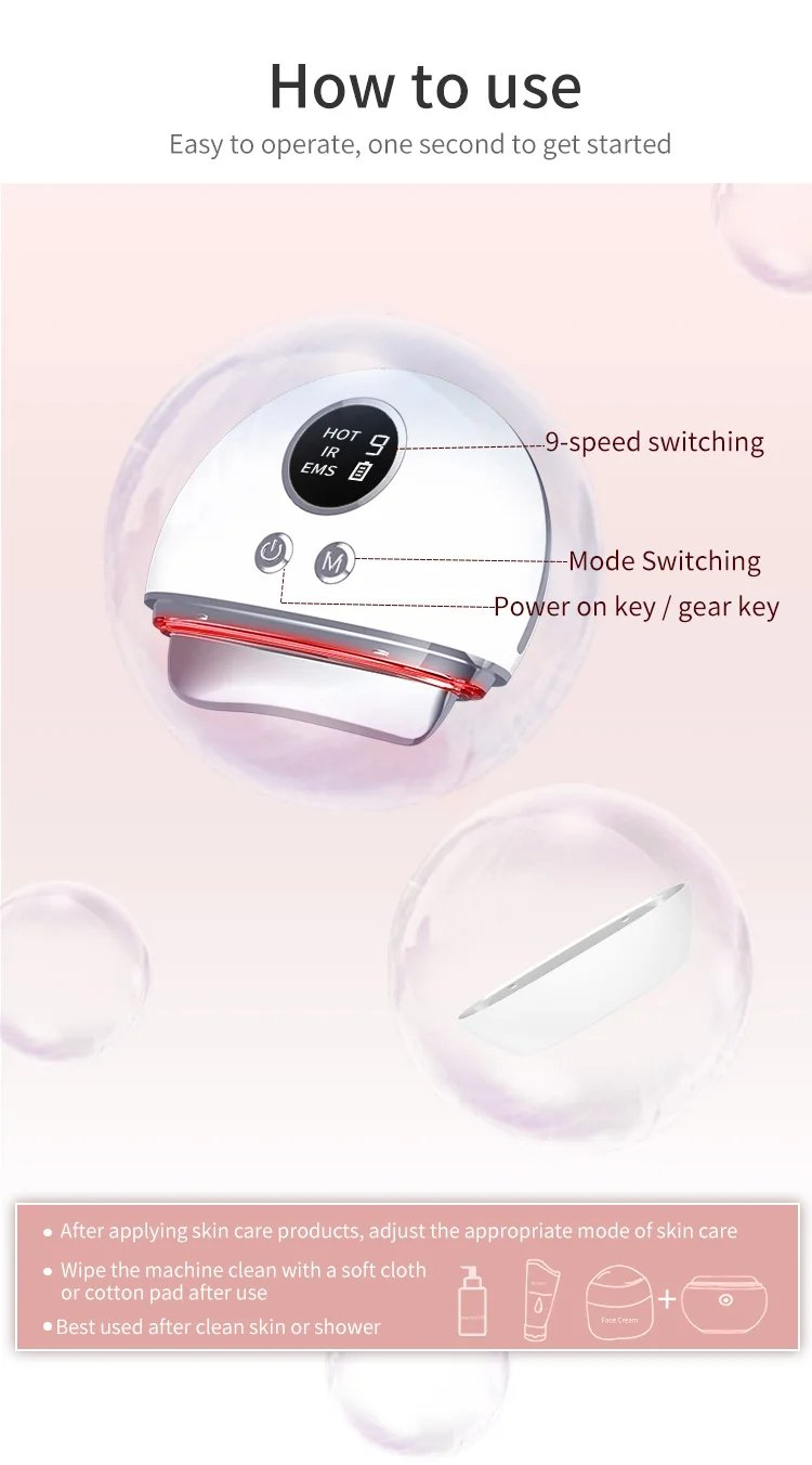 Led Electric Gua Sha Facial Tool 9 Gear Vibration Heating Beauty Scraping Instrument