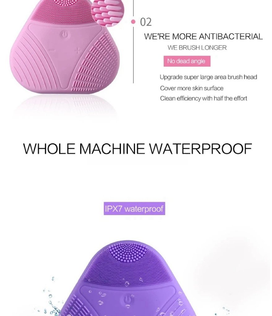 Mini Electric Silicone Skin Brush Silicone Facial Cleaning Brush Waterproof Ultrasonic Silicone Facial Cleanser