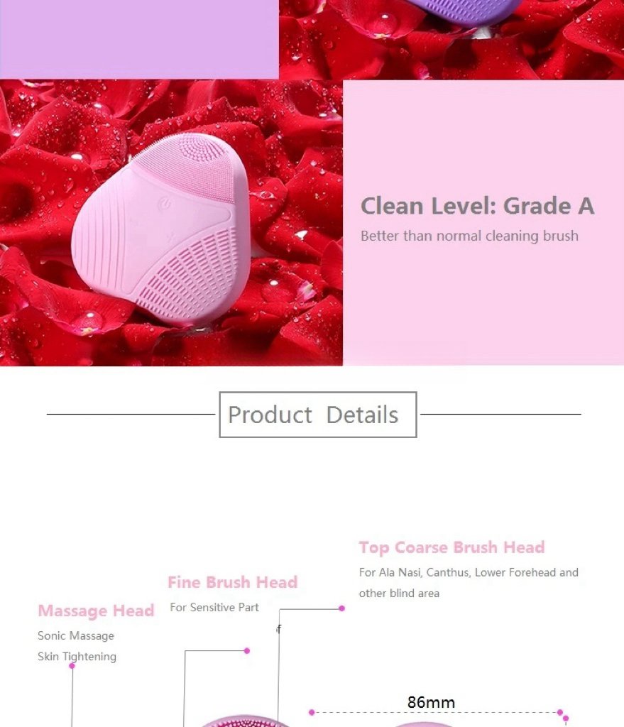 Mini Electric Silicone Skin Brush Silicone Facial Cleaning Brush Waterproof Ultrasonic Silicone Facial Cleanser