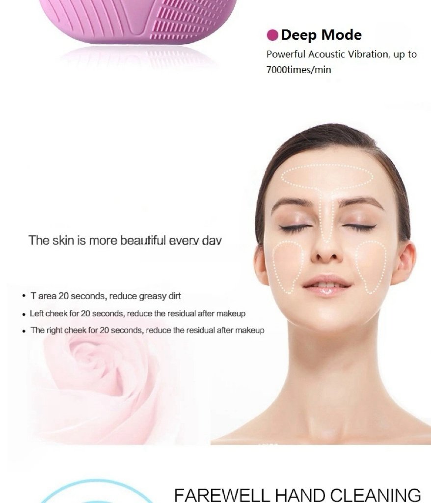 Mini Electric Silicone Skin Brush Silicone Facial Cleaning Brush Waterproof Ultrasonic Silicone Facial Cleanser
