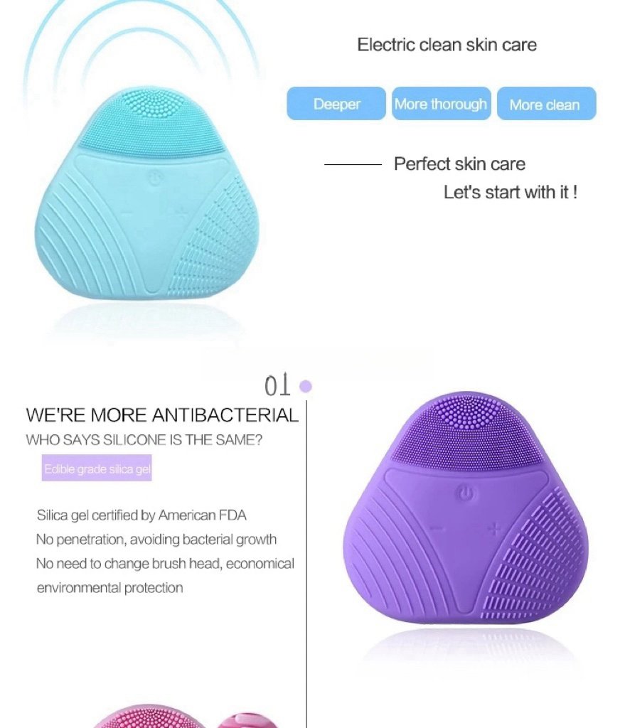 Mini Electric Silicone Skin Brush Silicone Facial Cleaning Brush Waterproof Ultrasonic Silicone Facial Cleanser