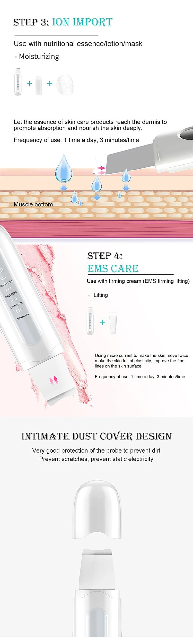 Multifuncional Sonic Vibration Ultrasonic Beauty Scoop Blackhead Skin Scrubber