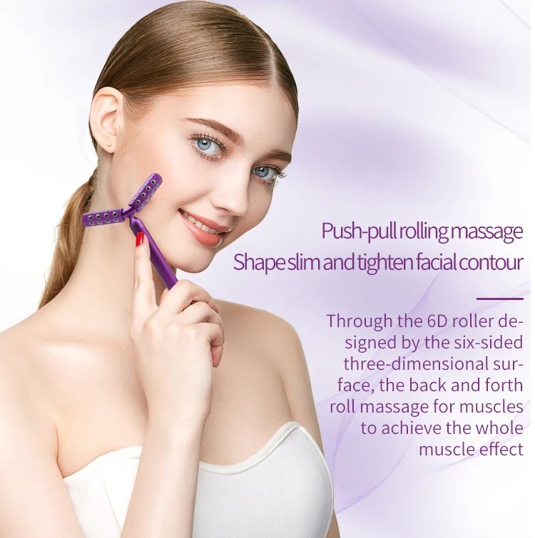AA Battery Powered Double Rollers Y Shape Electric Facial Lift Body Germanium Face Massage Uplift Roller